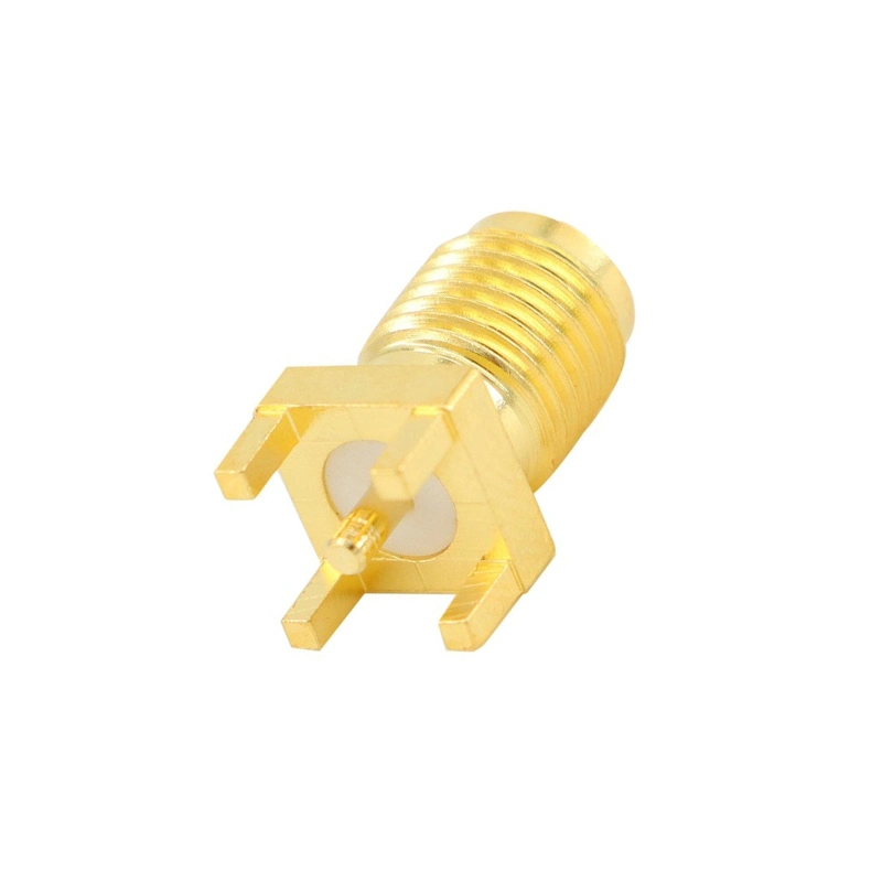 Gold-Plating Vertical Type Outer Screw Inner Hole PCB Mount RF Coaxial Connector SMA Connector